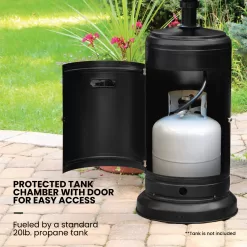 Hanover 48000-BTU Black Steel Floorstanding Liquid Propane Patio Heater