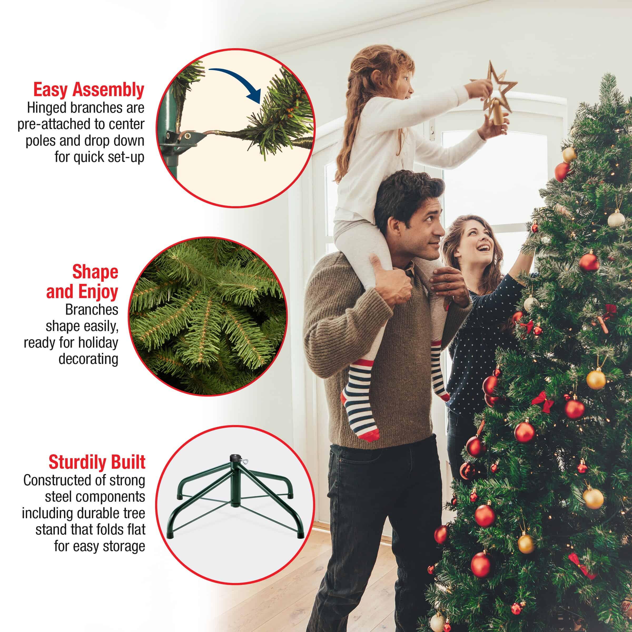 National Tree Company PEDD1-503-75 7-1/2 ft. Feel Real Downswept Douglas Fir Hinged Artificial Christmas Tree - Image 7