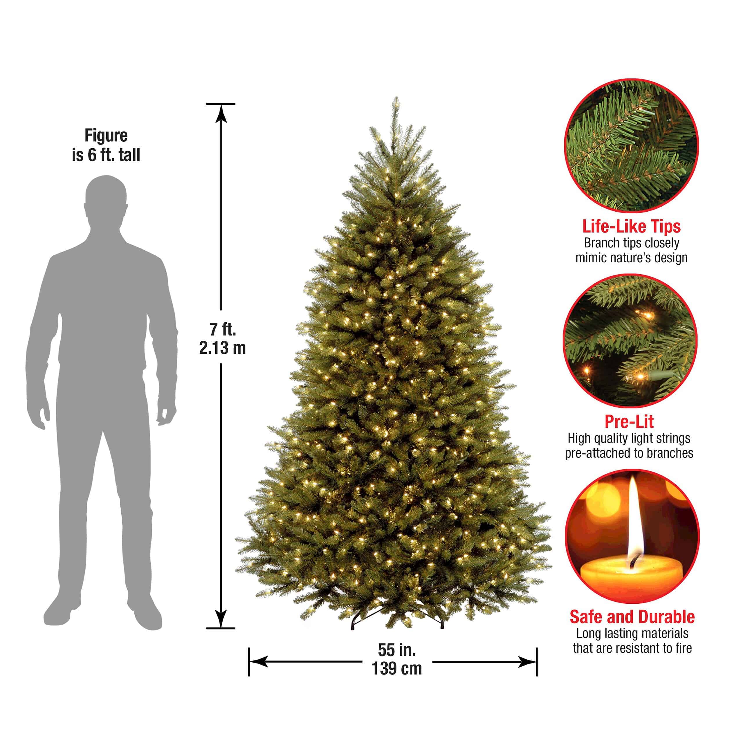 National Tree Company DUH-70LO 7 ft. Dunhill Fir Artificial Christmas Tree with Clear Lights - Image 7