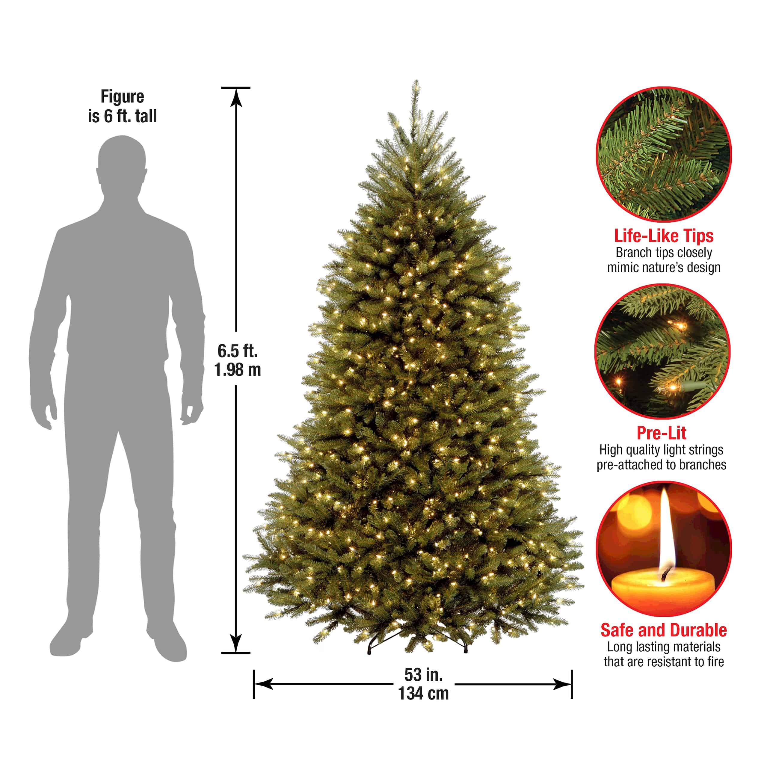 National Tree Company DUH-65LO 6.5 ft. Dunhill Fir Artificial Christmas Tree with Clear Lights - Image 7