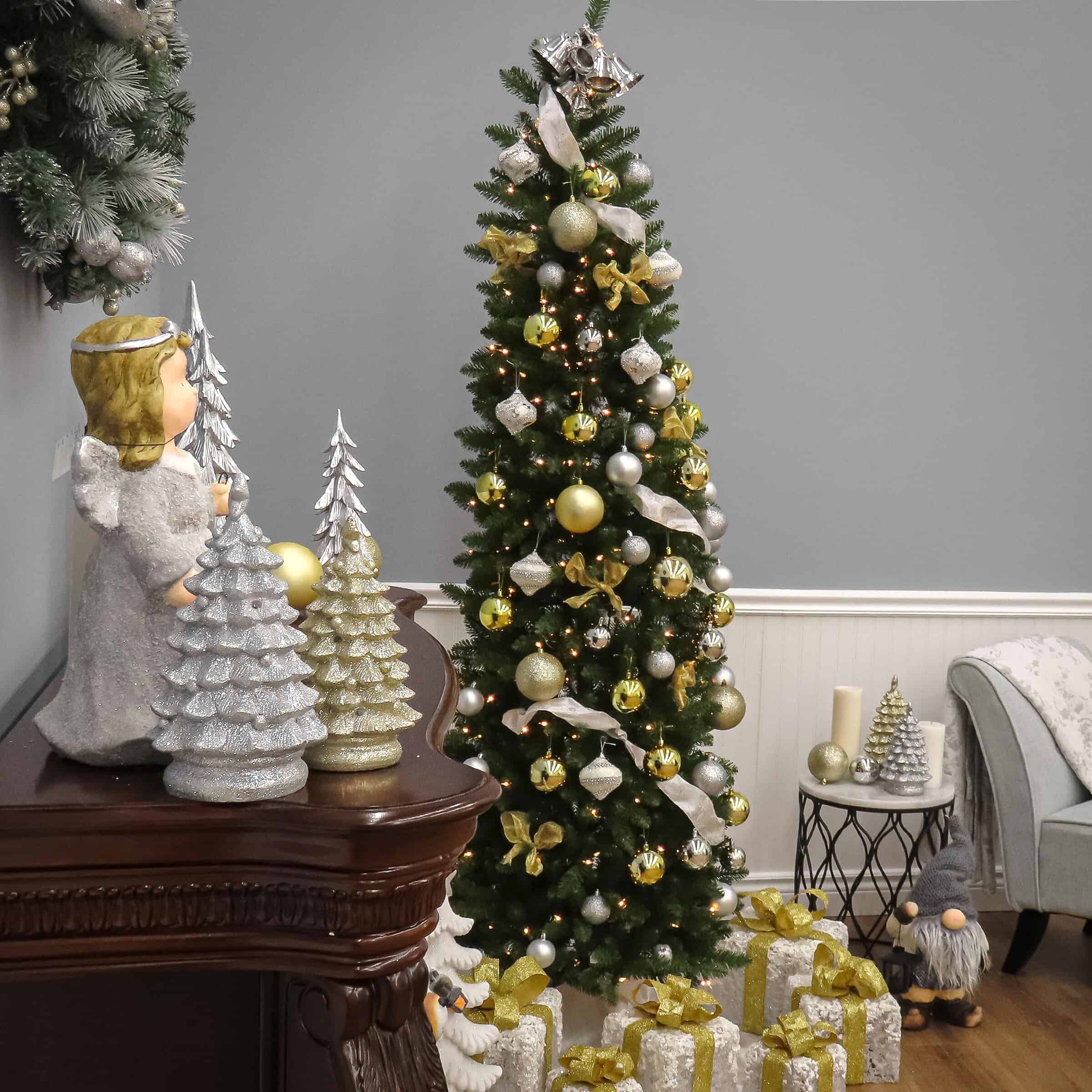 National Tree Company KW7-300-90 9 ft. Kingswood Fir Pencil Artificial Christmas Tree with Clear Lights - Image 5