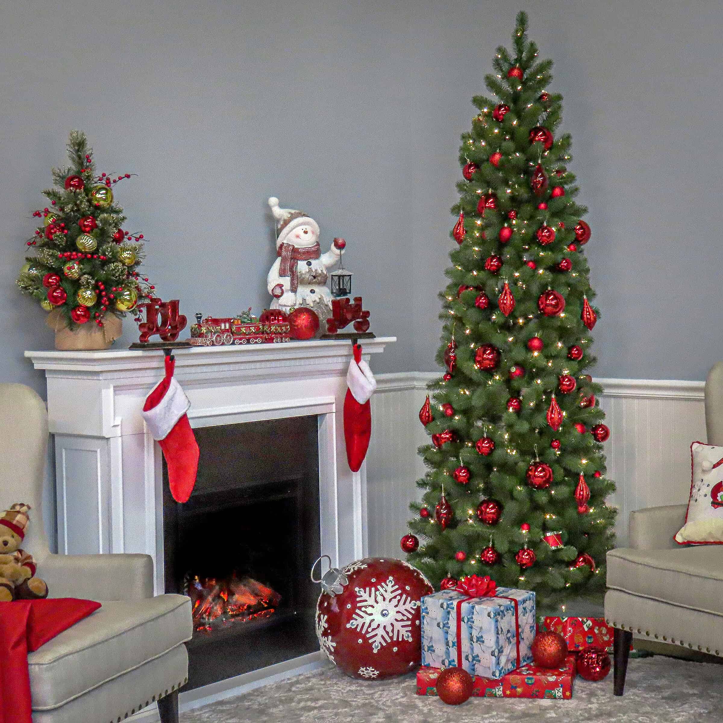National Tree Company PEDD4-392D-75 7.5 ft. Downswept Douglas Pencil Slim Fir Artificial Christmas Tree with Dual Color LED Lights - Image 7