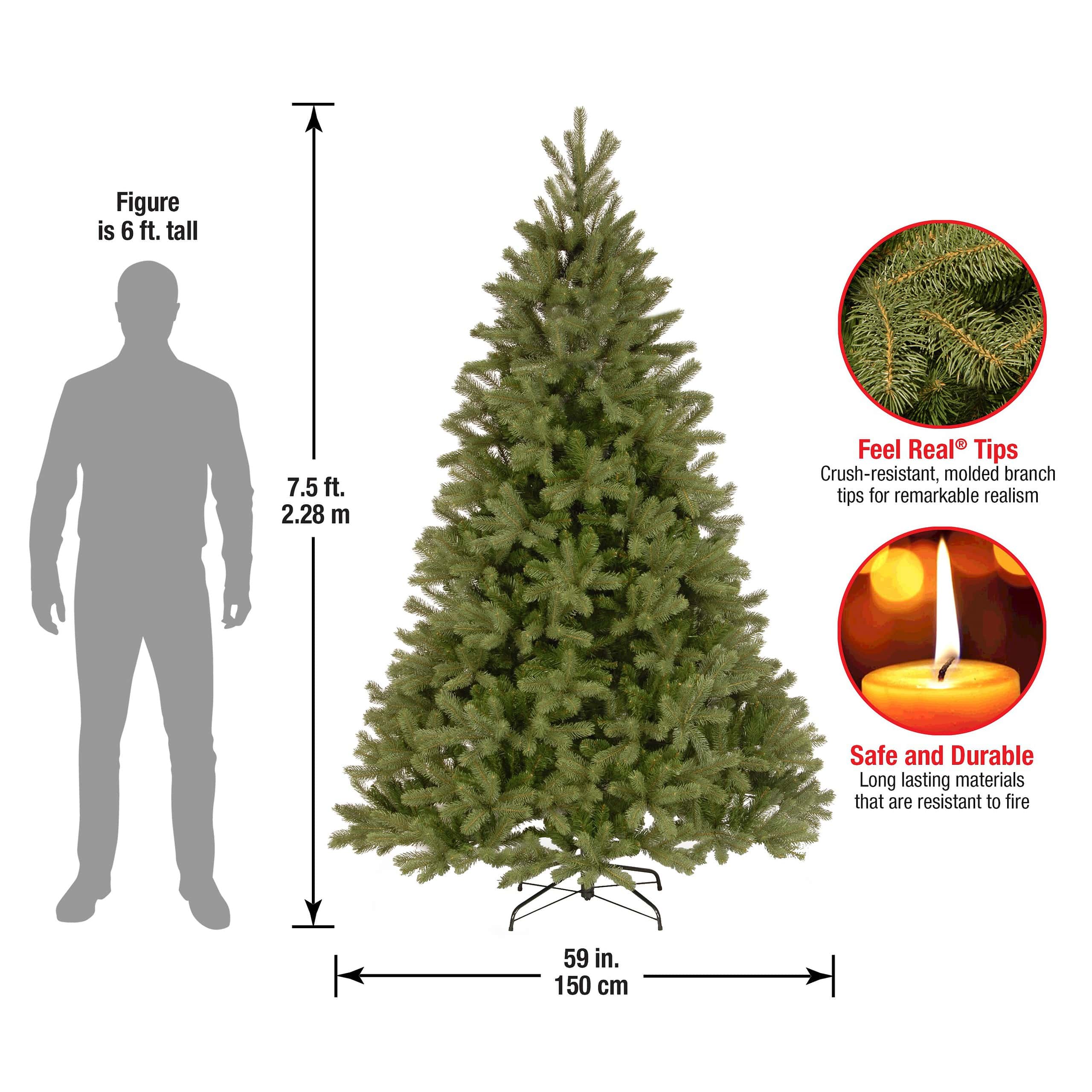 National Tree Company PEDD1-503-75 7-1/2 ft. Feel Real Downswept Douglas Fir Hinged Artificial Christmas Tree - Image 6