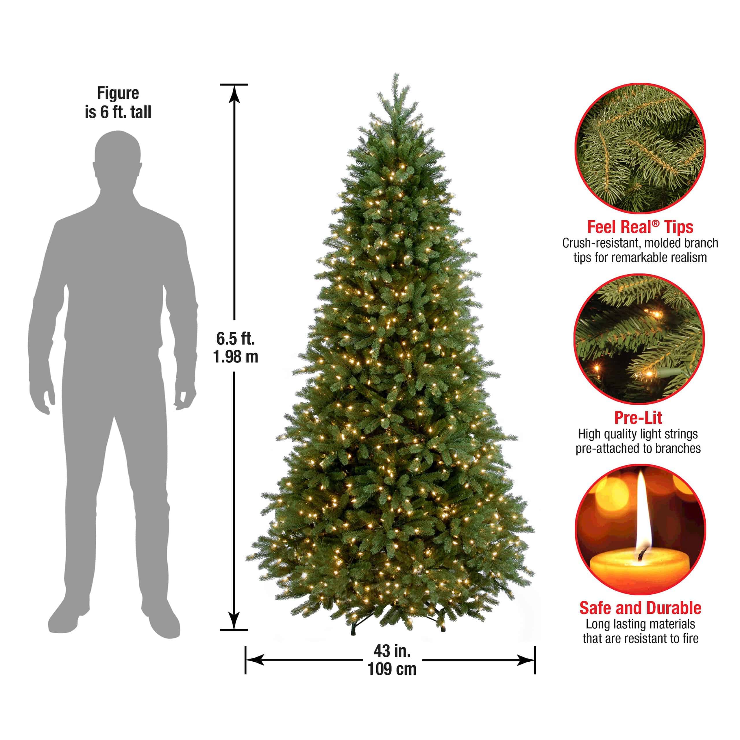 National Tree Company PEJF1-304-65 6.5 ft. Jersey Fraser Fir Slim Artificial Christmas Tree with Clear Lights - Image 7