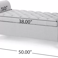 Christopher Knight Home Keiko Fabric Armed Storage Bench, Light Grey