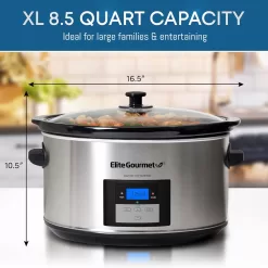Elite Gourmet MST-900D Digital Programmable Slow Cooker (8.5 Quart, Stainless Steel)