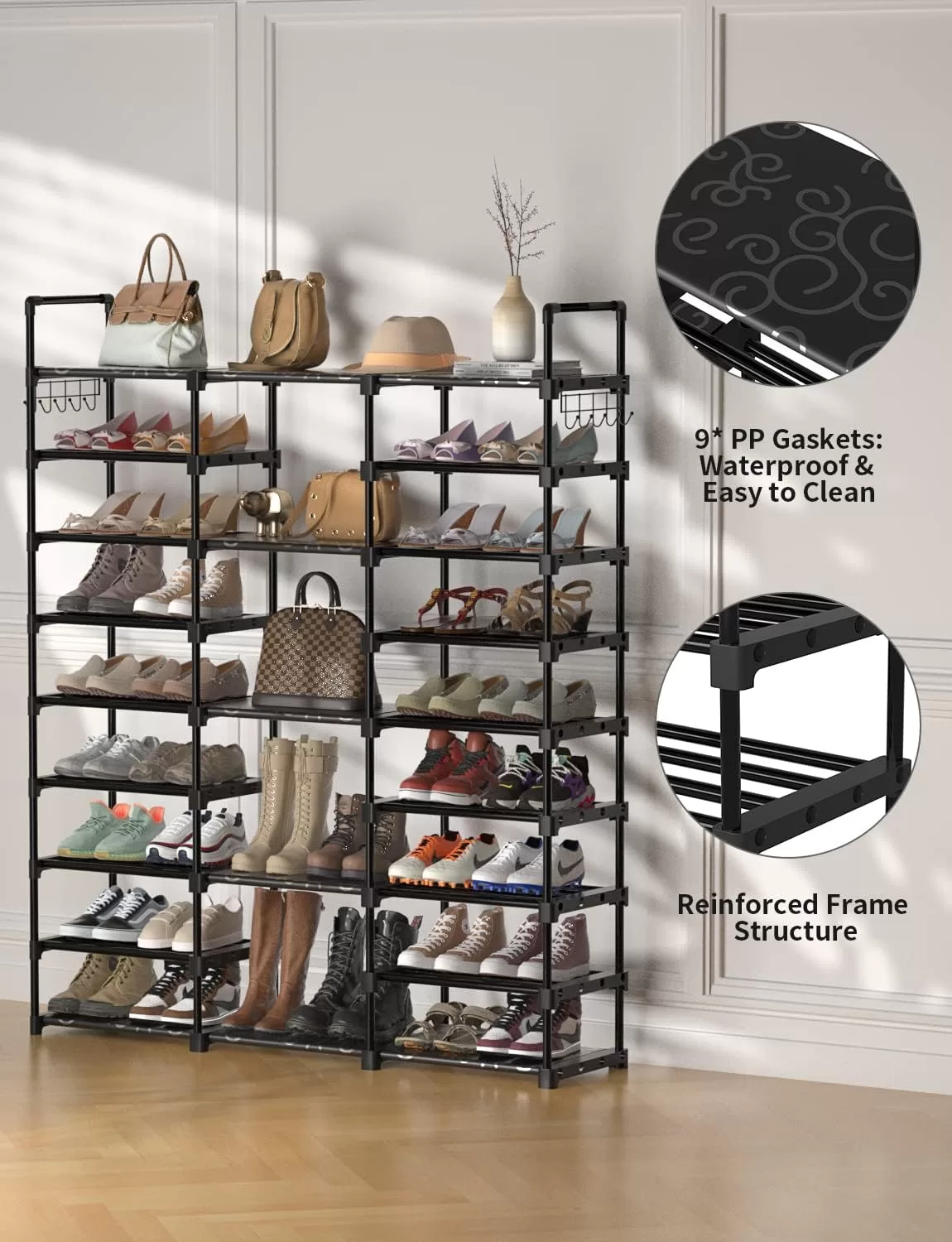 TIMEBAL 9 Tiers Shoe Rack Storage Organizer Shoe Shelf Organizer