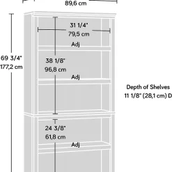 Sauder Select Collection 5-Shelf Bookcase, Washington Cherry finish