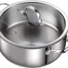 Cooks Standard Dutch Oven Casserole with Glass Lid, 7-Quart Classic Stainless Steel Stockpot, Silver