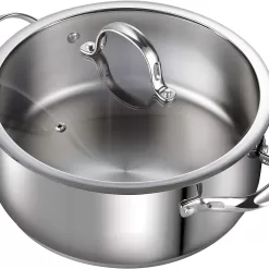 Cooks Standard Dutch Oven Casserole with Glass Lid, 7-Quart Classic Stainless Steel Stockpot, Silver