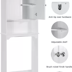 Spirich Over The Toilet Storage Cabinet, Bathroom Shelf Over Toilet, Bathroom Storage Cabinet Organizer, White