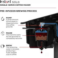 Instant Solo Single Serve Coffee Maker, From the Makers of Pot, K-Cup Pod Compatible Brewer, Black