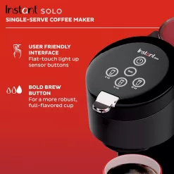 Instant Solo Single Serve Coffee Maker, From the Makers of Pot, K-Cup Pod Compatible Brewer, Black