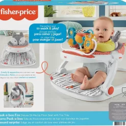 Fisher-Price Baby Portable Baby Chair Premium Sit-Me-Up Floor Seat with Snack Tray and Toy Bar,Plush Seat Pad, Peek-a-Boo Fox