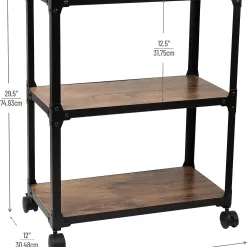 Mind Reader Woodland Collection, Rolling 3-Tier Kitchen Microwave Cart, 23