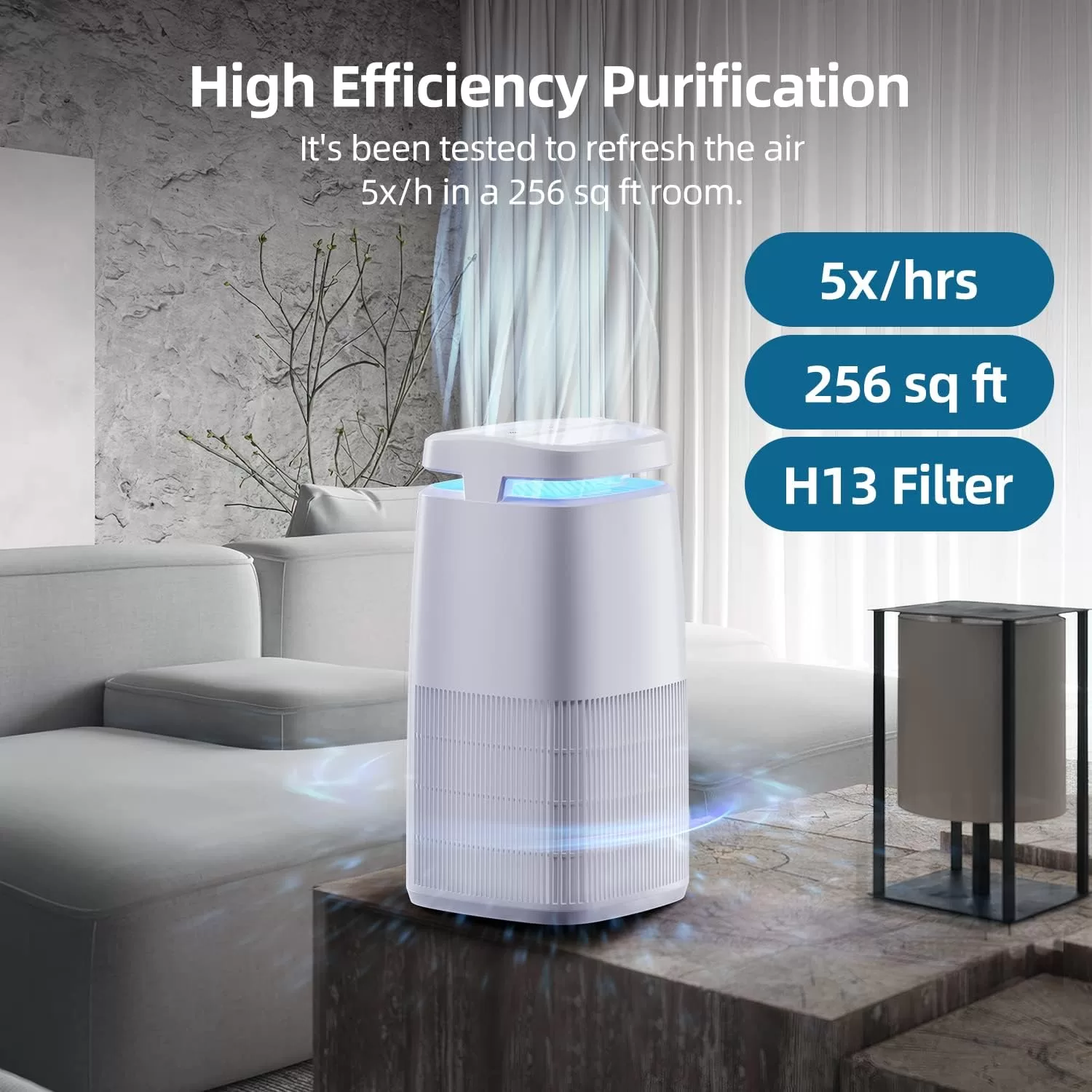 POMORON MJ002H 4-in-1 Air Purifiers for Home, H13 True Hepa Filte, White