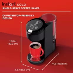 Instant Solo Single Serve Coffee Maker, From the Makers of Pot, K-Cup Pod Compatible Brewer, Black