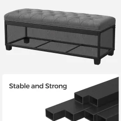 SONGMICS Storage Ottoman Bench, Bench with Storage, for Entryway, Bedroom, Living Room, Dark Gray ULSF088G01