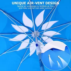 Portable Beach Umbrella for Sand: 7FT Arc Length 6.5FT Diameter Outdoor Umbrella