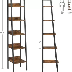 VASAGLE Bookshelf, 5-Tier Narrow Book Shelf, Bookcase for Home Office, Living Room, Bedroom, Kitchen, Rustic Brown and Black ULLS109B01