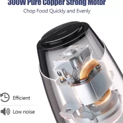 Electric Food Chopper, 8-Cup Food Processor by Homeleader, 2L Glass Bowl Grinder for Meat, 300W