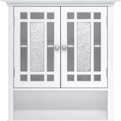Teamson Home Windsor Wooden Over The Toilet Bathroom Removable Wall Medicine Cabinet, White