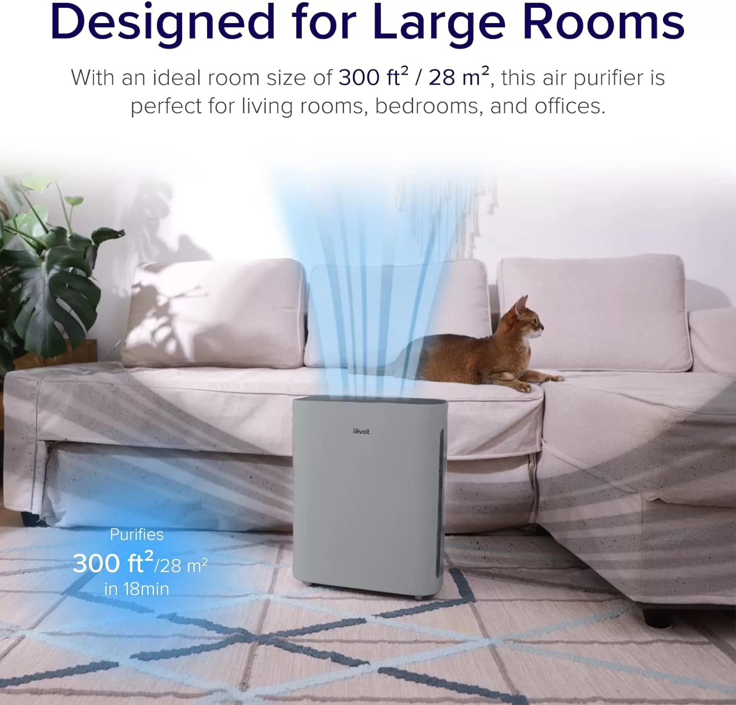 LEVOIT Air Purifiers for Home Large Room, HEPA Filter Cleaner, Grey
