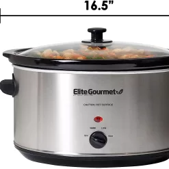 Elite Gourmet Stainless Steel Slow Cooker, 8.5 Quart,MST-900V
