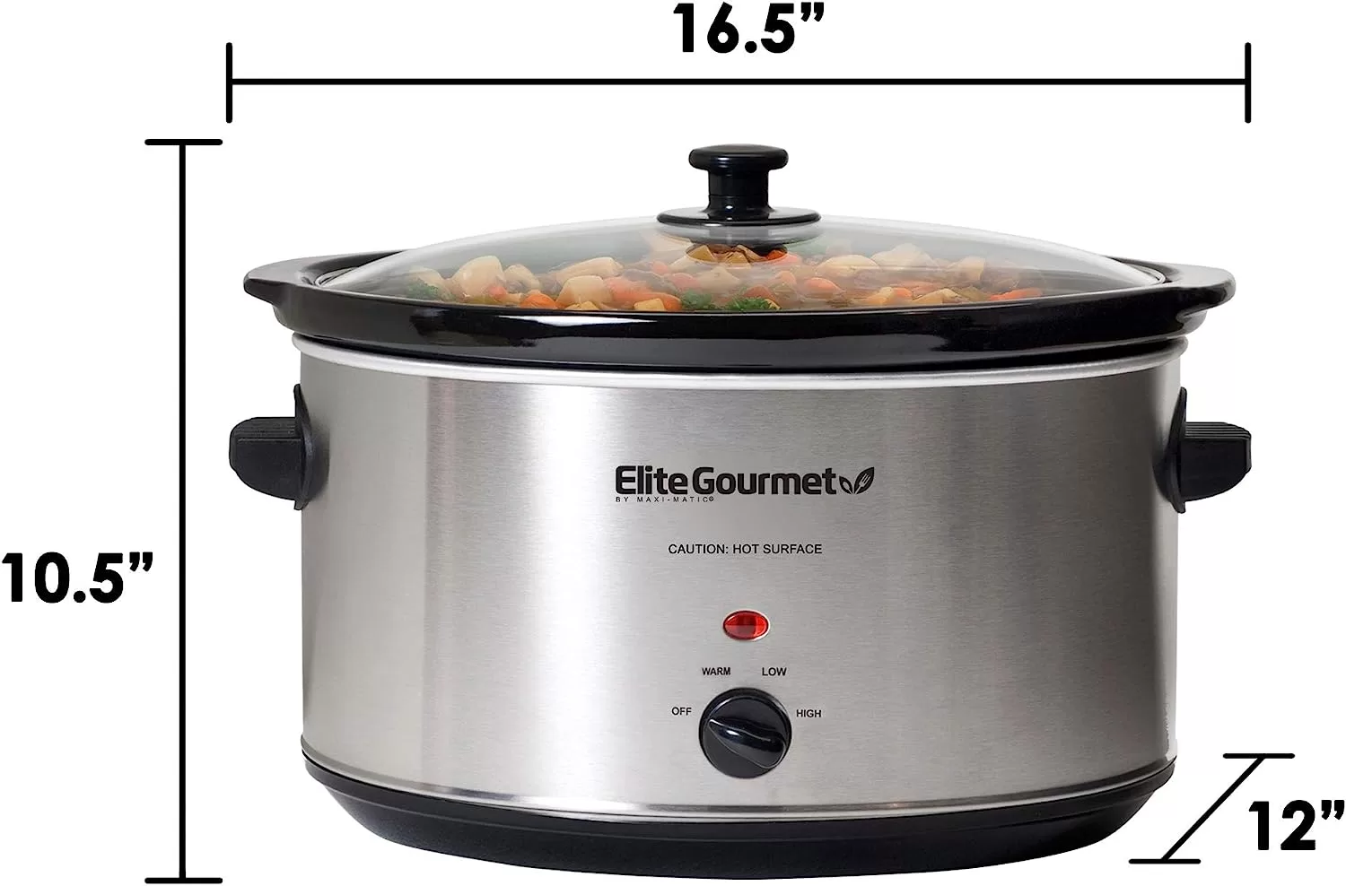 Elite Gourmet Stainless Steel Slow Cooker, 8.5 Quart,MST-900V