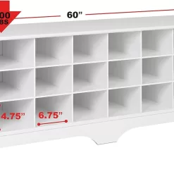 Prepac 24 Shoe Cubby Wide Hall Bench, 15.5