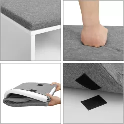 VASAGLE Shoe Bench, Shoe Storage Organizer with 6 Compartments and 3 Adjustable Shelves, White and Gray ULHS23WT