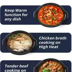 KOOC 8.5-Quart Programmable Slow Cooker, Larger than 8 Quart, More Practical than 10 Quart, Black, Oval