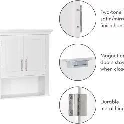 RiverRidge Somerset Two-Door Bathroom Storage, White Wall Cabinet, White