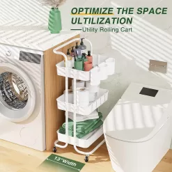 Versatile 3-Tier Rolling Utility Cart for Organized Storage