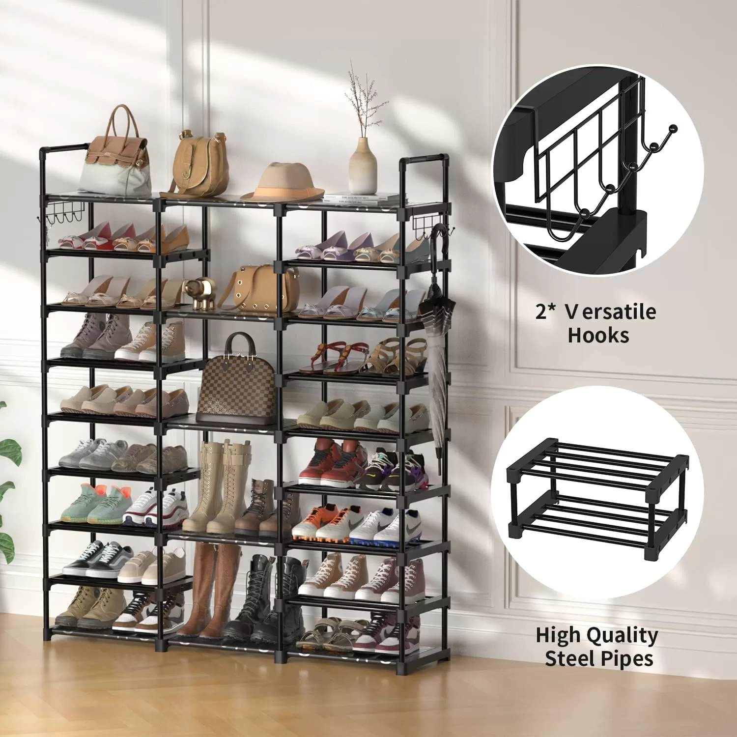TIMEBAL 9 Tiers Shoe Rack Storage Organizer Shoe Shelf Organizer