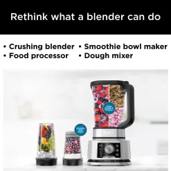 Ninja SS351 Foodi Power Blender & Processor System 1400 WP Smoothie Bowl Maker & Nutrient Extractor, Silver