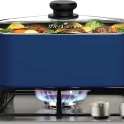West Bend 87905B Slow Cooker Large Capacity Non-stick, 5-Quart, Blue