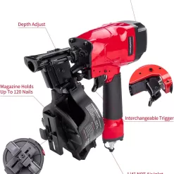 PowerSmart Roofing Nailer, 15 Degree Roofing Nail Gun with Safety Goggles