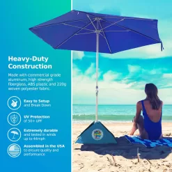 BEACHBUB All-In-One Beach Umbrella System. Includes 7.5 foot (50+ UPF) Umbrella, Oversize Bag, Base & Accessory Kit