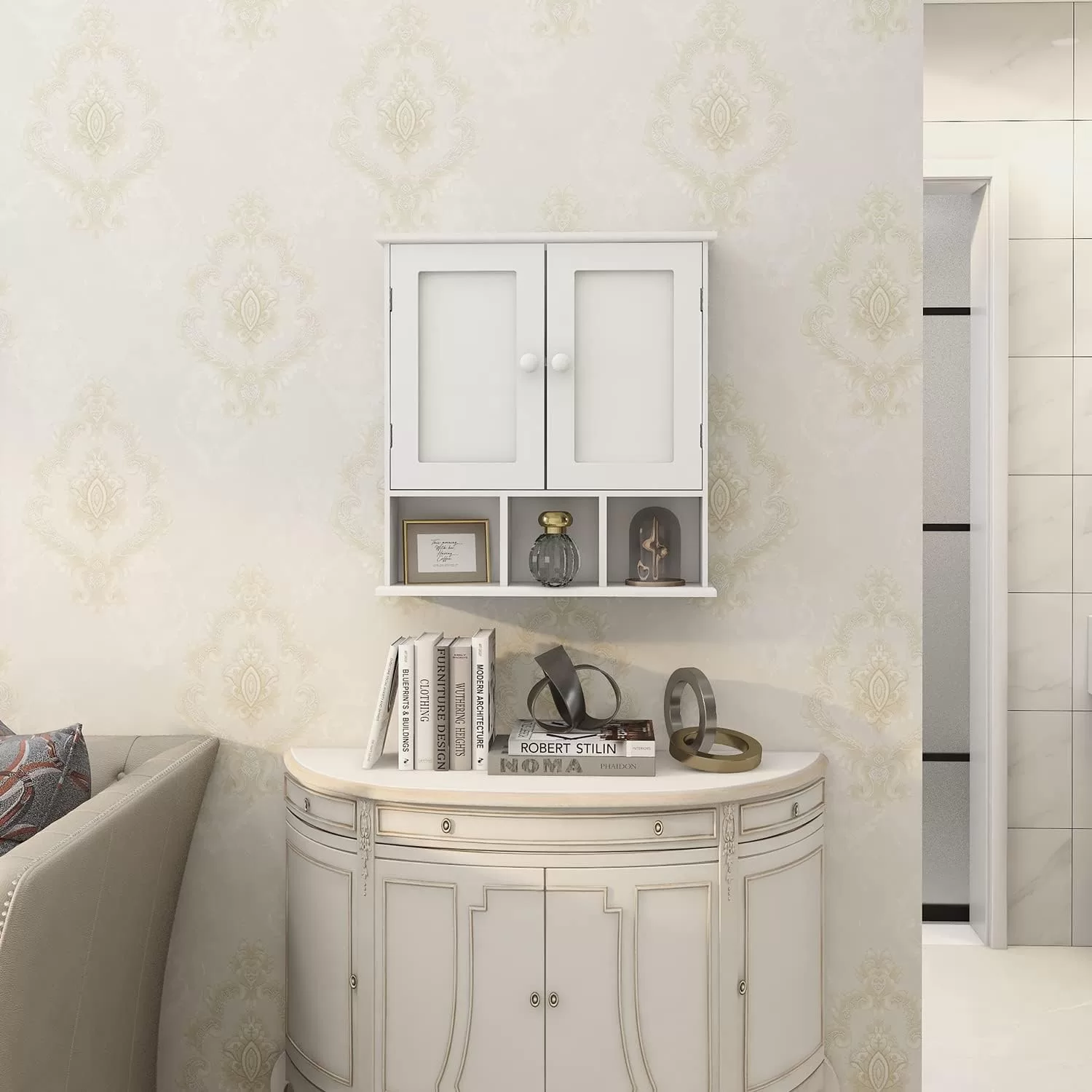 TaoHFE Bathroom Wall Cabinet with 2 Door Adjustable Shelves