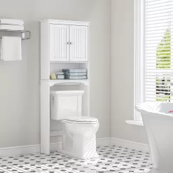 Spirich Over The Toilet Storage Cabinet, Bathroom Shelf Over Toilet, Bathroom Storage Cabinet Organizer, White