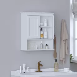 Spirich Home Bathroom Cabinet Wall Mounted with Doors, White