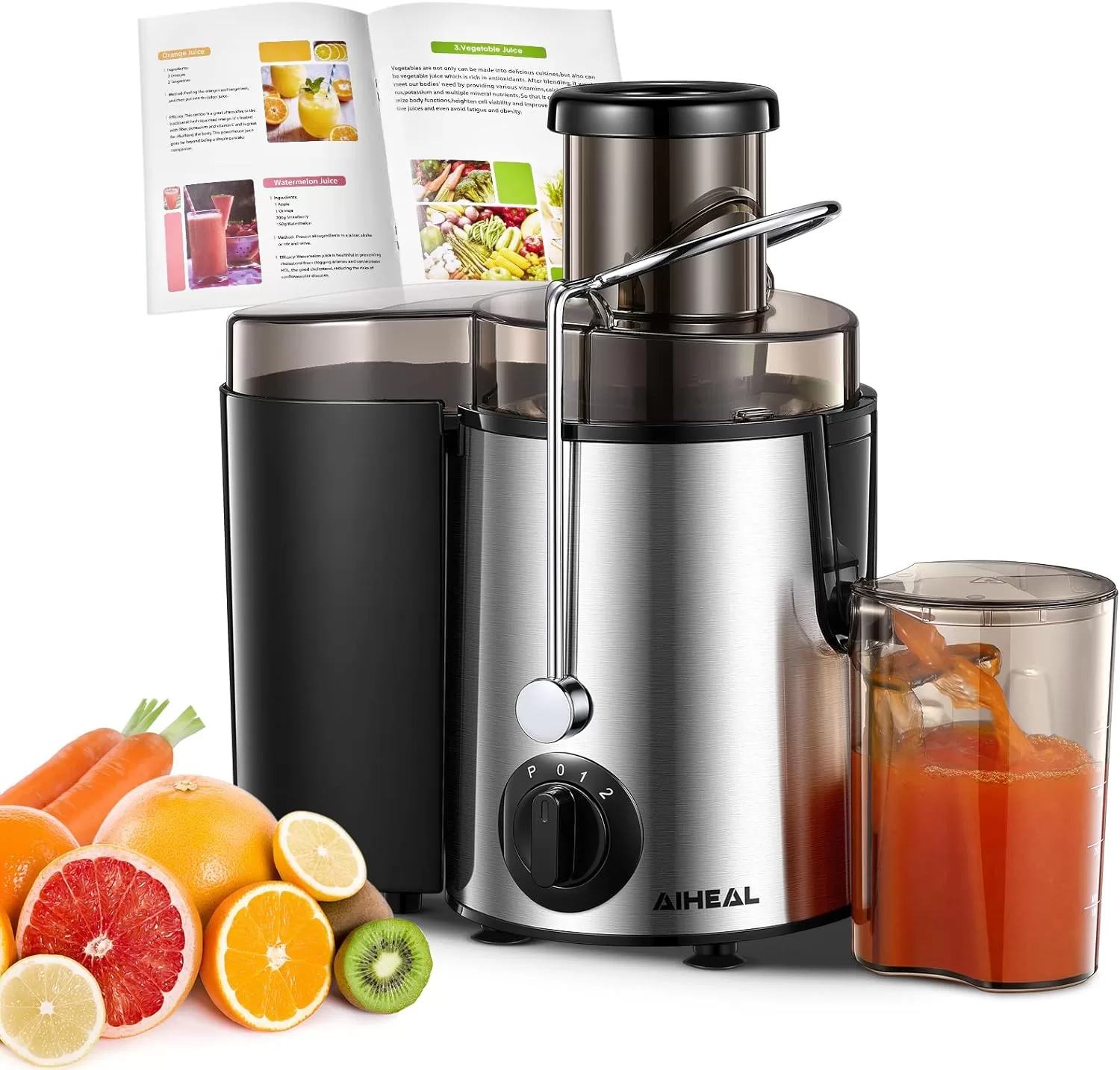 Juicer Machines, Aiheal Juicer Whole Fruit and Vegetables with 3 Speed Control, Centrifugal Juicer