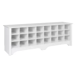 Prepac 24 Shoe Cubby Wide Hall Bench, 15.5" D x 60" W x 20.25" H, White