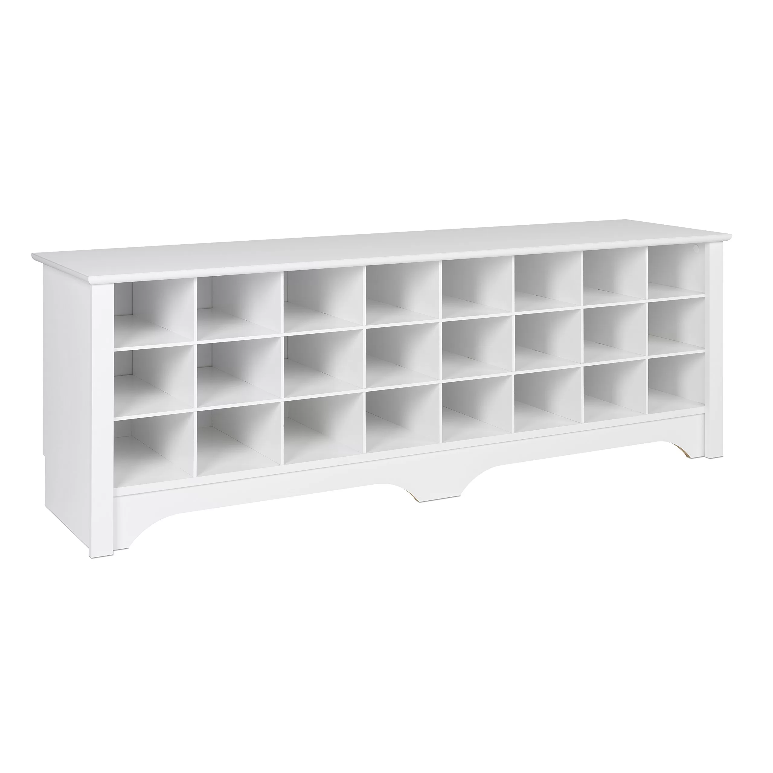 Prepac 24 Shoe Cubby Wide Hall Bench, 15.5" D x 60" W x 20.25" H, White