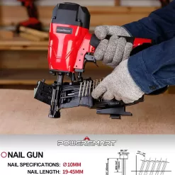 PowerSmart Roofing Nailer, 15 Degree Roofing Nail Gun with Safety Goggles
