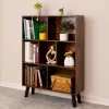 LEYAOYAO Cube Bookshelf 3 Tier Mid-Century Rustic Brown Modern Bookcase with Legs