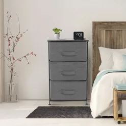 Sorbus Nightstand with 3 Drawers - Bedside Furniture & Accent End Table Storage Tower for Home, (Black/Charcoal)