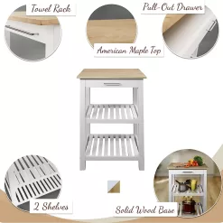 Casual Home Sunrise (Small) with Solid Harvest Hardwood Top Kitchen Island, 22.75