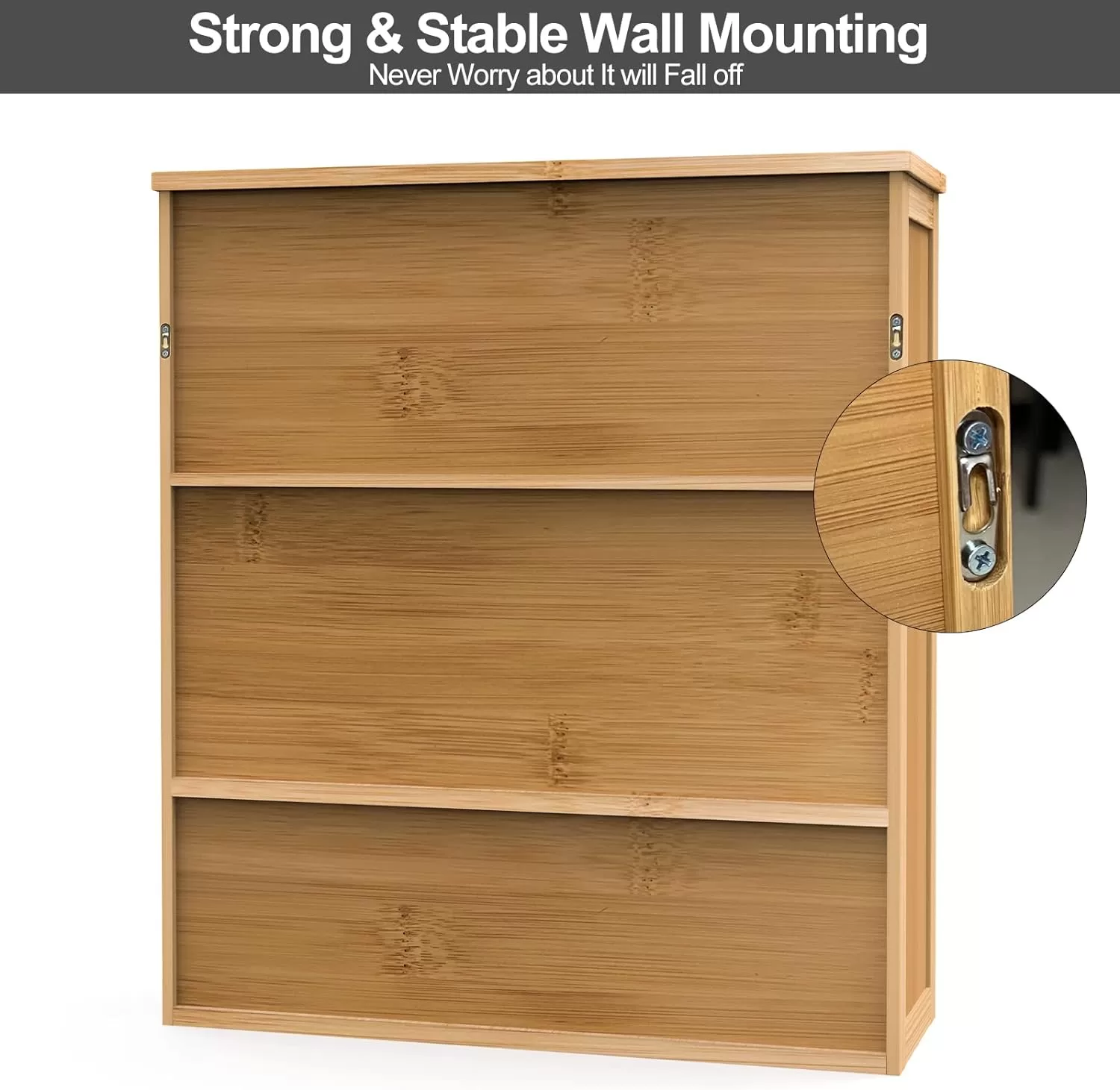 Purbambo Bathroom Wall Cabinet, Bamboo Wall Mount Medicine Cabinet Storage Organizer, Double Doors & 3 Tier Adjustable Shelf